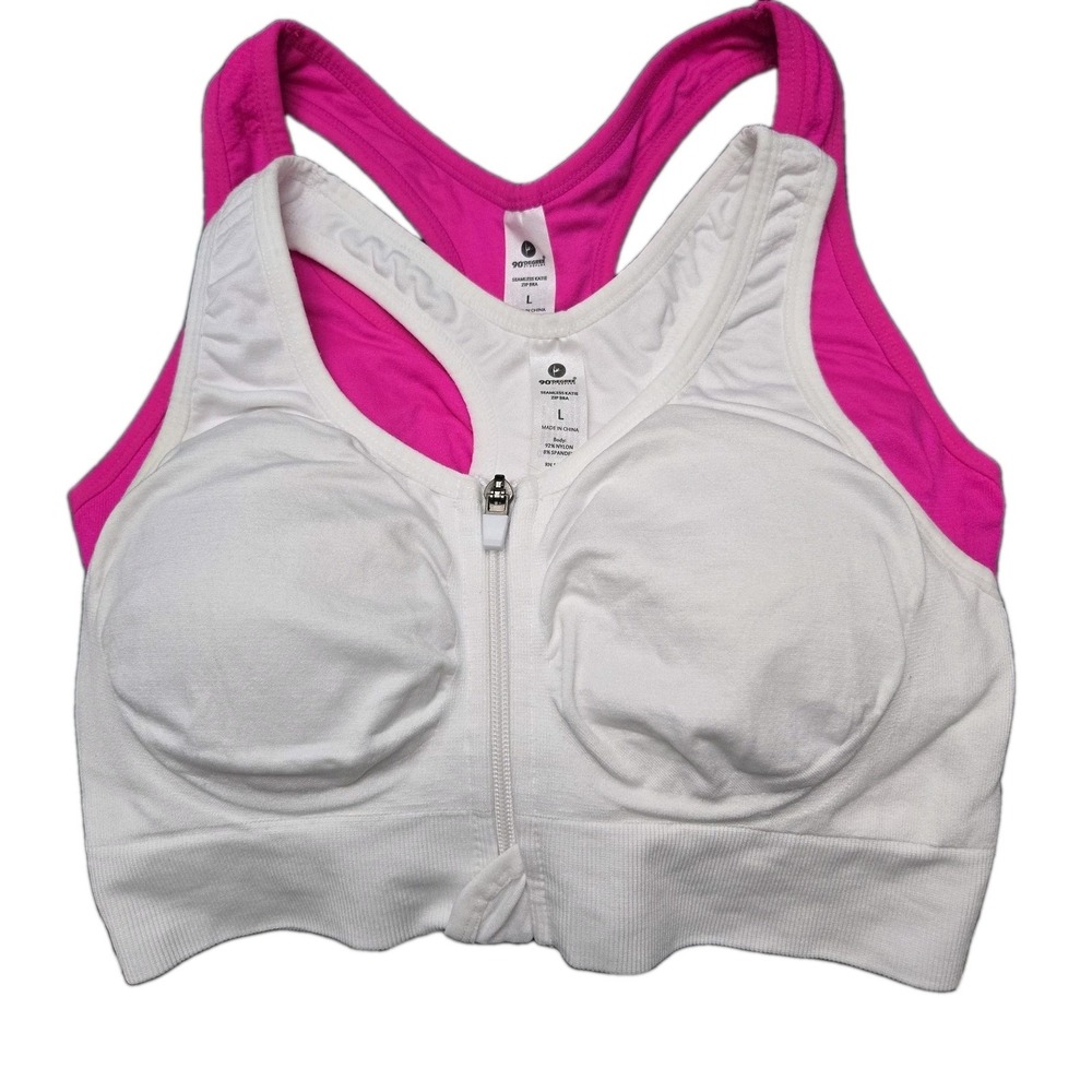 Set Of 2 90 Degrees By Reflex Seamless Katie Large Front Zip White Bright Pink